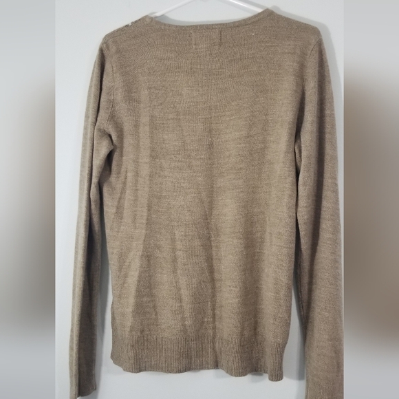 Debbie Morgan Long Sleeve Sweater with Studded Rhinestone Neckline. Size Large. - Picture 5 of 6